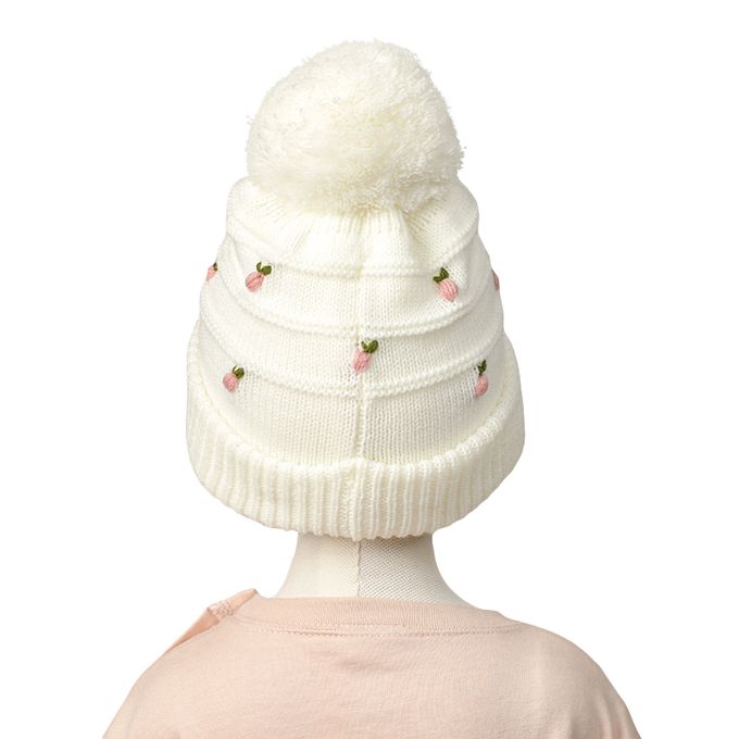 akachan honpo - 針織帽-水果刺繡-米白色