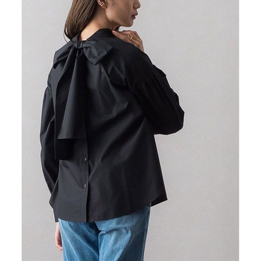 日本 Pierrot - 華麗蝴蝶結泡泡長袖上衣-天使白