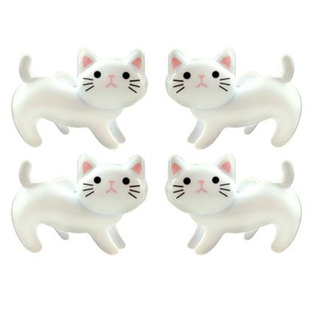 日本 貓尾物語 - 曬衣夾-抬頭貓-白-4pcs