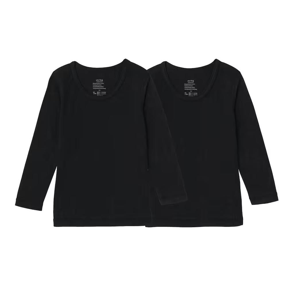 日本千趣會 - uru-hug 保濕保溫材質長袖內搭(2件組)-黑