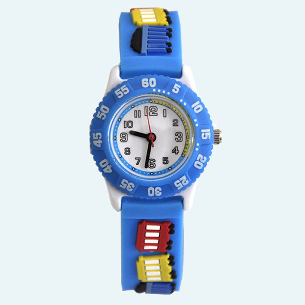 3D立體卡通兒童手錶-可旋轉錶圈-藍色火車