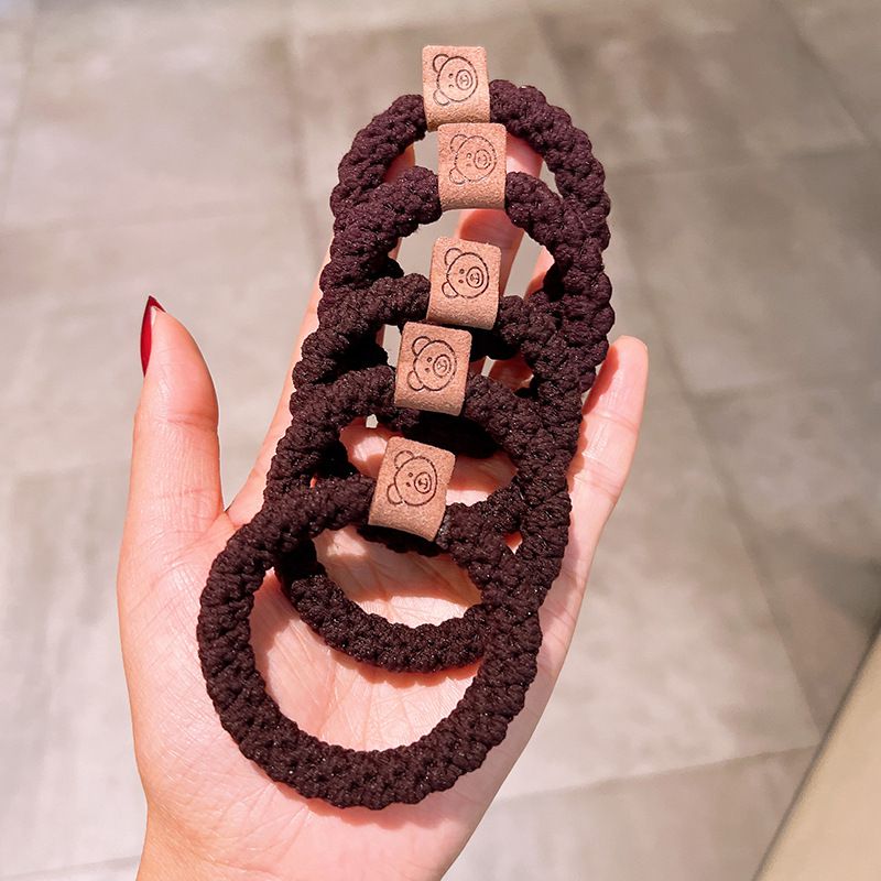 泰迪絨高彈力百搭髪圈(10入組)-熊熊-混色