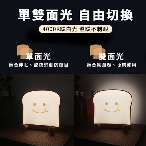 鮮奶生吐司手機支架矽膠拍拍燈-微笑吐司