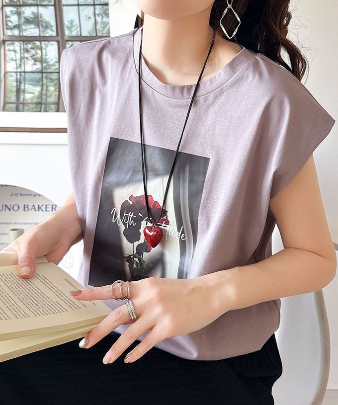 日本 Classical Elf - 華麗花朵俐落感法式袖上衣-炭灰