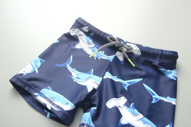 男寶防曬長袖泳裝套裝(附帽子)-鯊魚狩獵-藍色