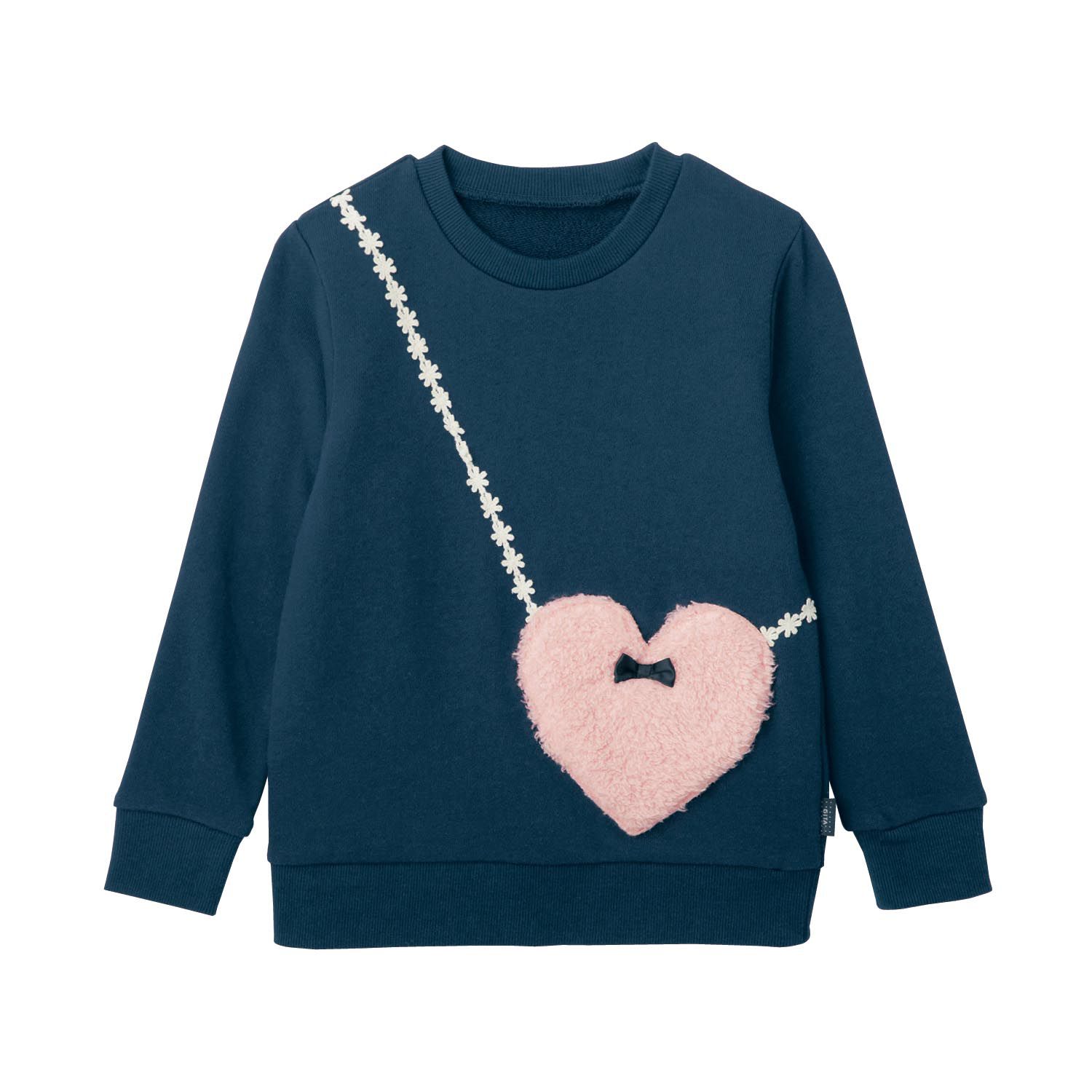 日本千趣會 - GITA 純棉裏毛長T(立體設計)-愛心小包包-深藍