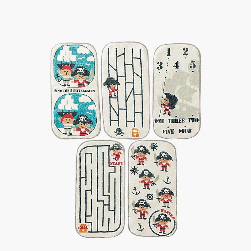 日本千趣會 - 北歐風長方形小手帕五件組-化妝品高跟鞋 (10x20cm)