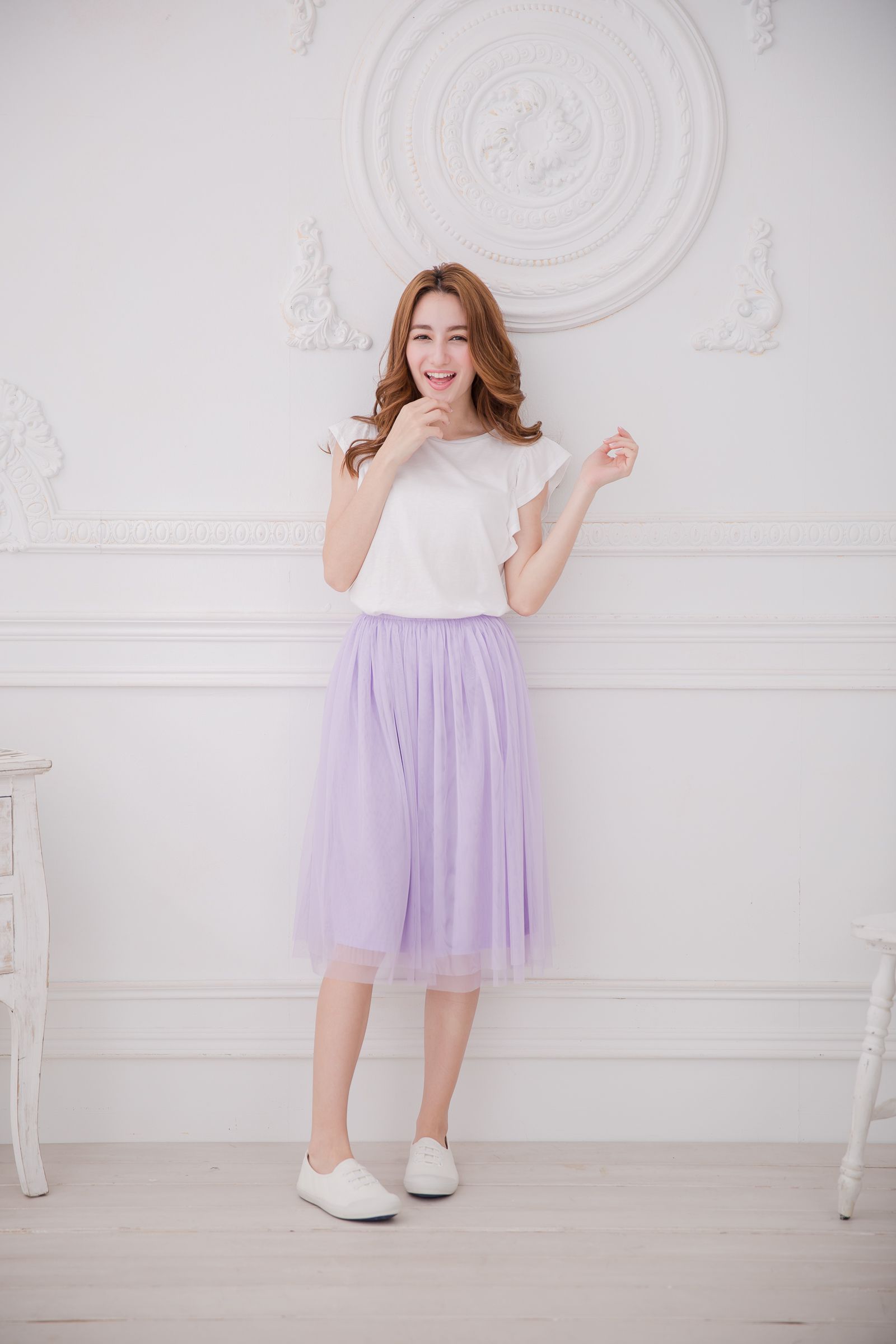 Peachy - 獨家訂製綿柔半身紗裙-半身中長版-薰衣草紫 (F)