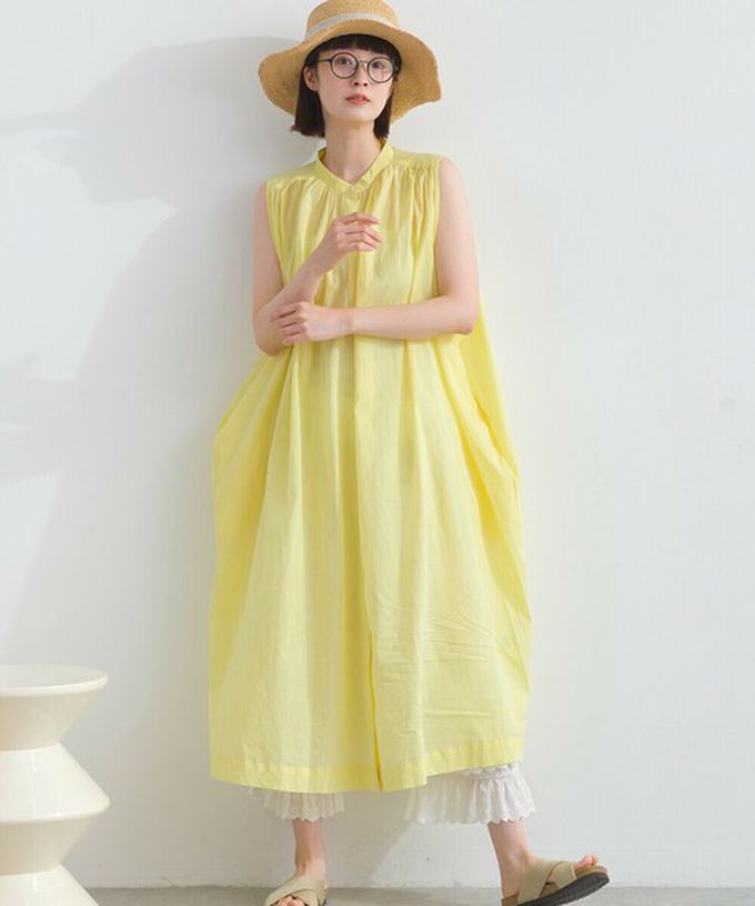 日本 Lupilien - 100%印度棉 清爽素色無袖洋裝-白