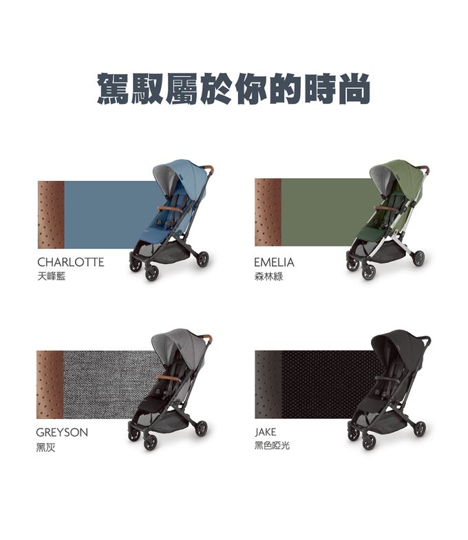 美國UPPAbaby - 『週年慶限定組+旅行袋』【UPPAbaby】MINU V2魅力都會時尚推車-四色可選(贈:原廠杯架/內含:擋雨罩) (天峰藍CHARLOTTE)