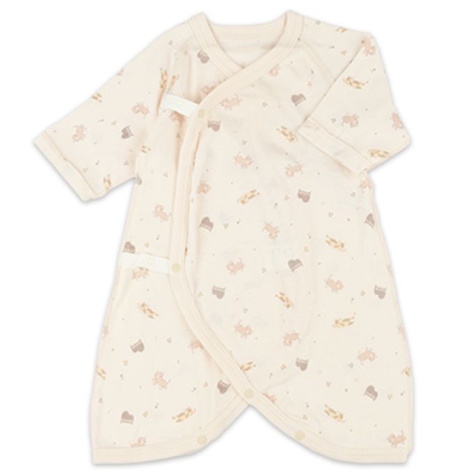 akachan honpo - 長袖蝴蝶裝2件組-按扣款 小貓-粉紅色 (50~60cm)