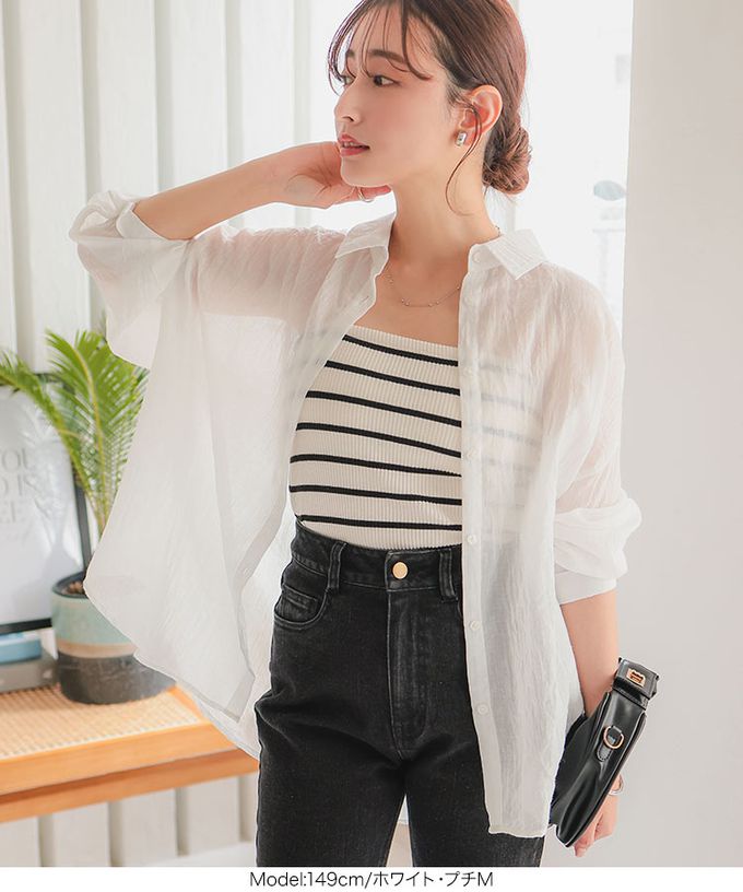 日本 Kobe Lettuce - 透明感寬鬆時尚防曬薄襯衫-淺卡其 (小M)