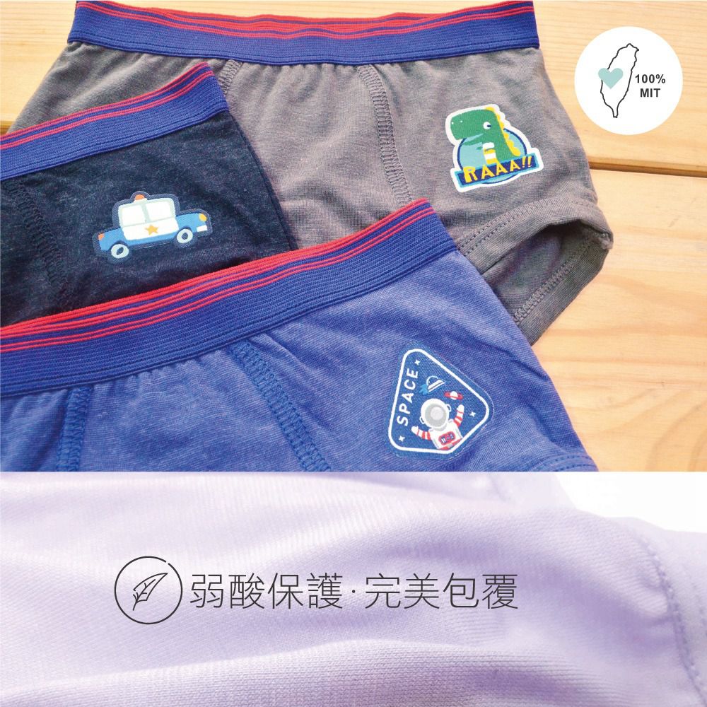 貝柔 Peilou - 天絲棉舒膚平衡童男三角褲-貼布繡-警車-黑