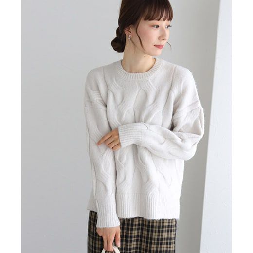 日本 Pierrot - 柔軟波浪紋針織毛衣-簡約黑