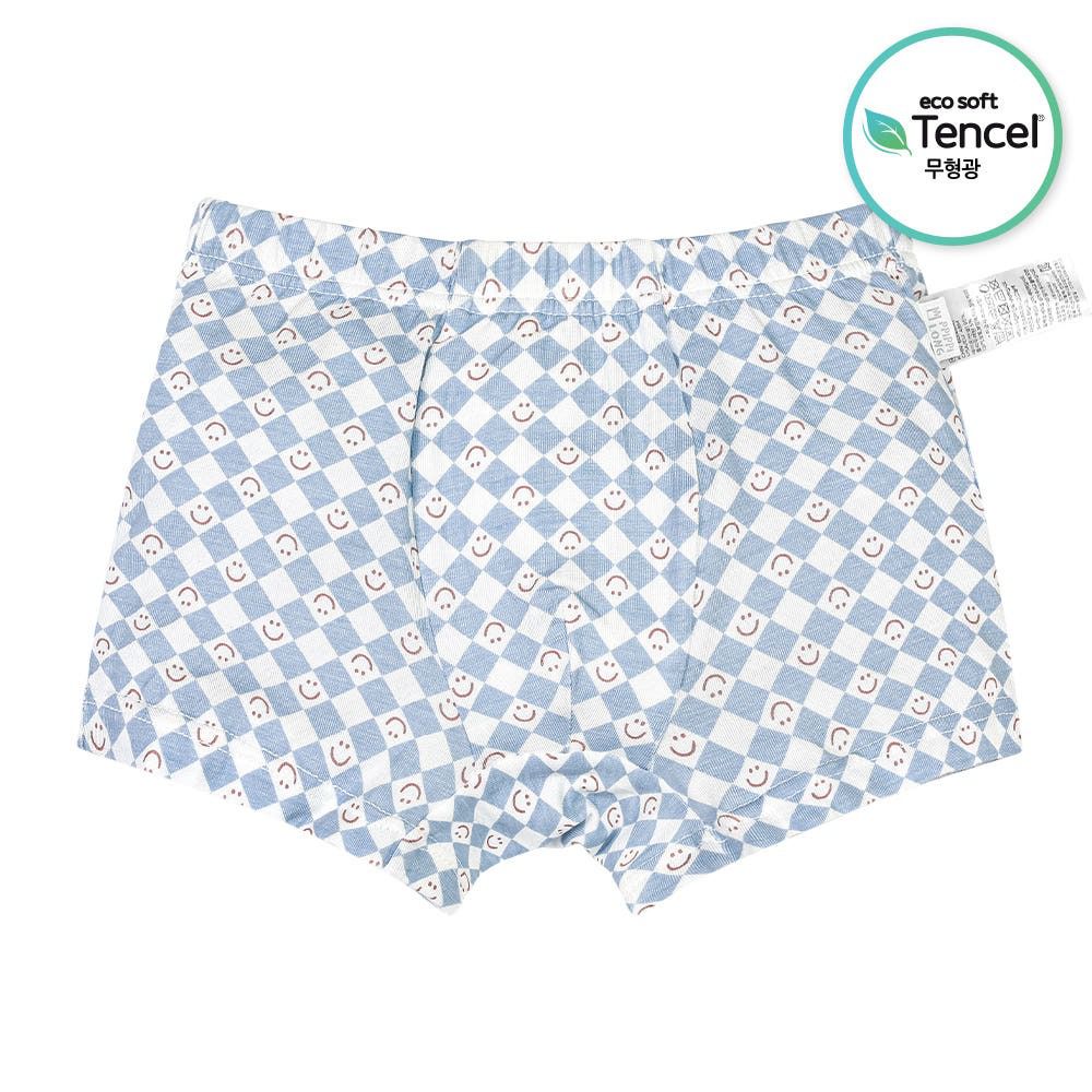 天絲纖維透氣四角褲(男寶)-笑臉棋牌格-藍