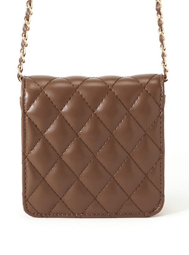 日本 GRL - 菱紋方型金屬鏈小包/側背包-米杏 (F)