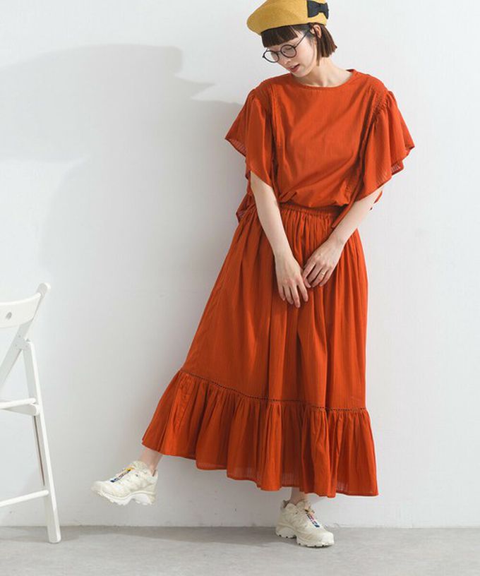 日本 Lupilien - 100%印度棉 飄逸緹花下擺鬆緊長裙-黑