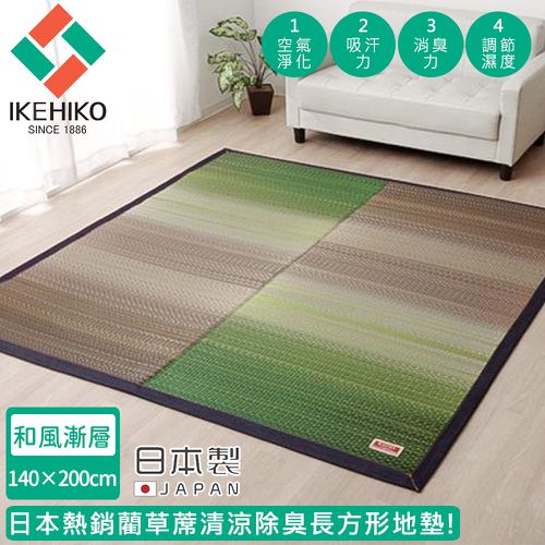日本製藺草蓆清涼除臭長方形地墊140X200CM-和風漸層款