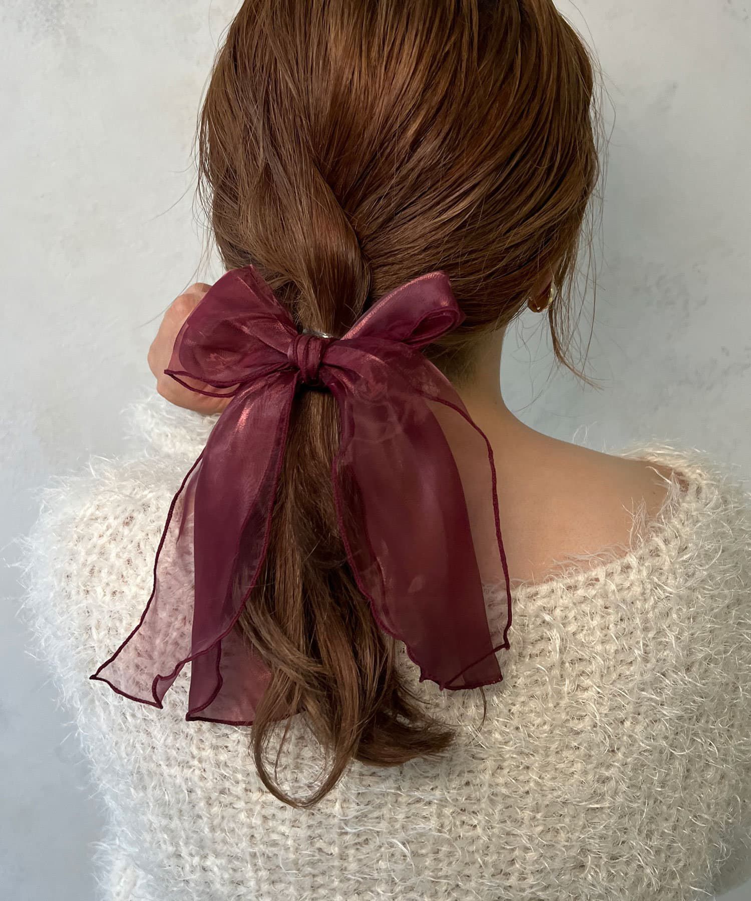 日本 Lattice - 仙女絲帶大蝴蝶結髮圈-象牙