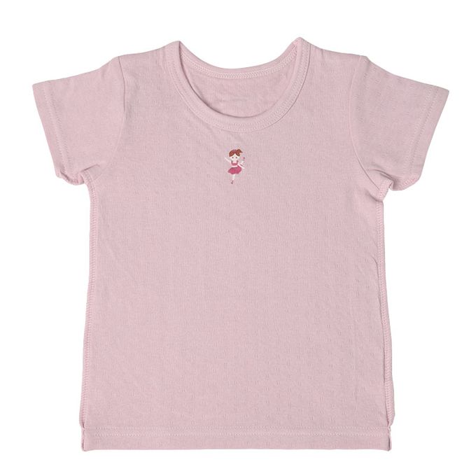 akachan honpo - 短袖圓領上衣2件組蓬鬆棉-芭蕾舞者&蛋糕-紫色