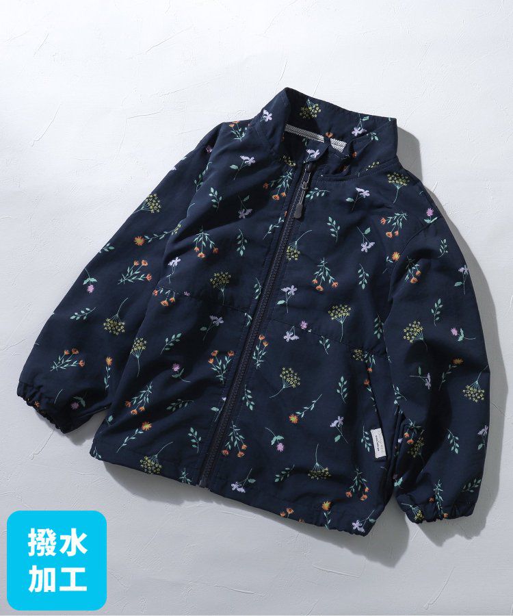 日本 apres les cours - 潑水加工 輕量印花風衣外套-撞色-藍棕系