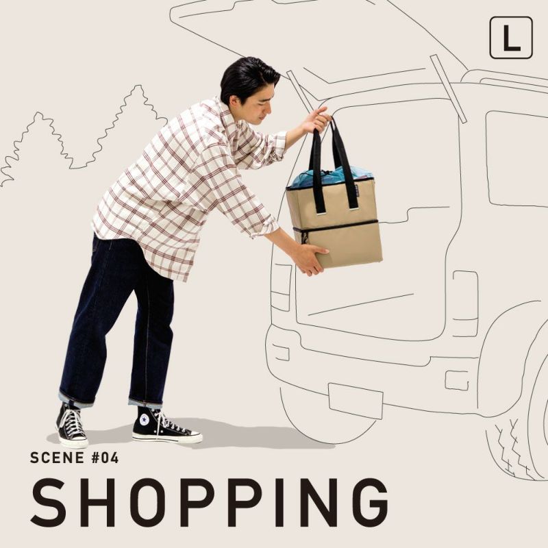 日本 IROHA - 野餐必備 雙層保溫保冷可折疊購物袋-橄欖綠 (M(26×23×21cm))