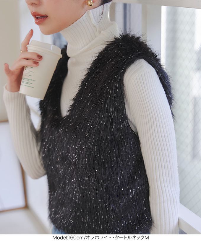 日本 Kobe Lettuce - [定番]優美羅紋針織合身上衣(可選領)-愛心銀扣-黑