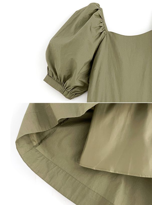 日本 GRL - 休閒百搭方領泡泡袖洋裝-黑