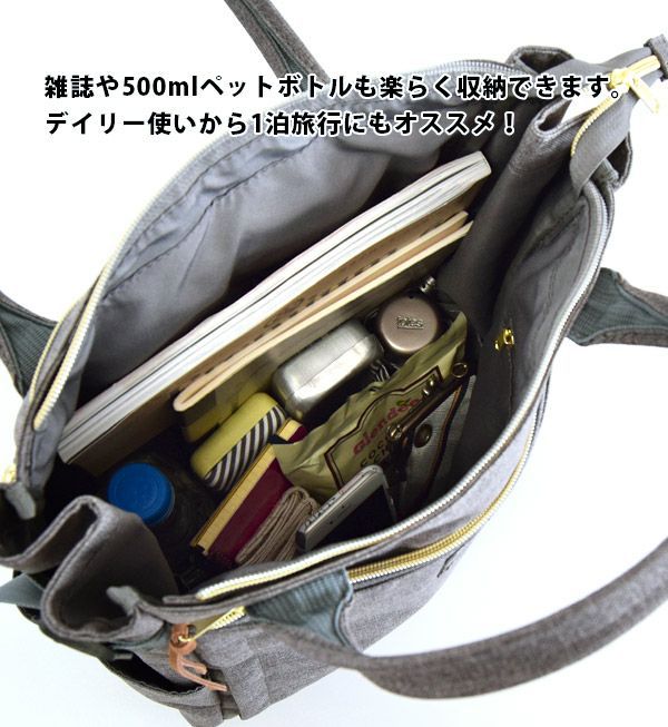 日本 zootie - anello 10口袋多夾層可手提後背包/媽媽包-軍綠