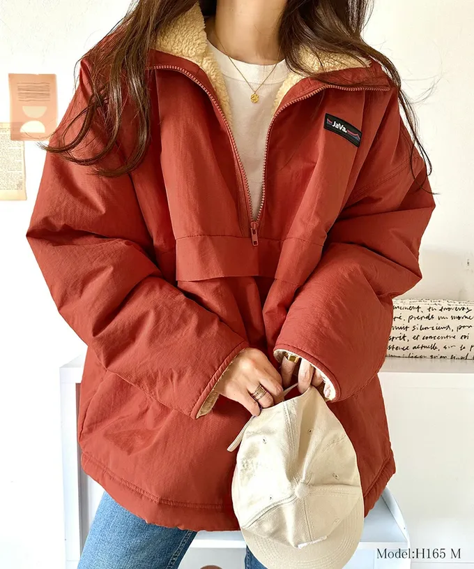 日本 Classical Elf - 山系雙面穿毛絨寬版長袖上衣-卡其