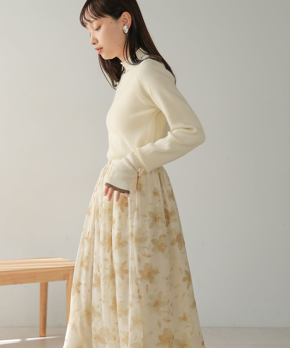 日本 Bab - 高級感小立領彈性針織上衣-象牙