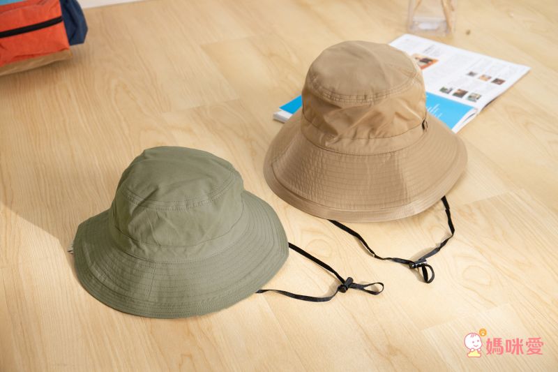 日本 irodori - 【irodori】抗UV可捲收遮陽帽(附防風帽帶)-兒童款-橄欖綠 (54cm)-純棉