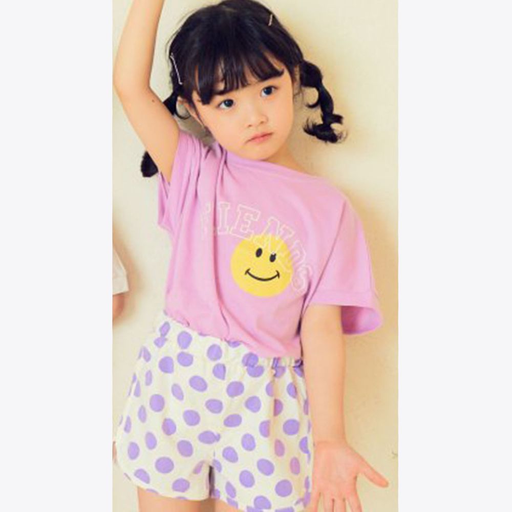 韓國 Hanab - 波點笑臉套裝-粉紫