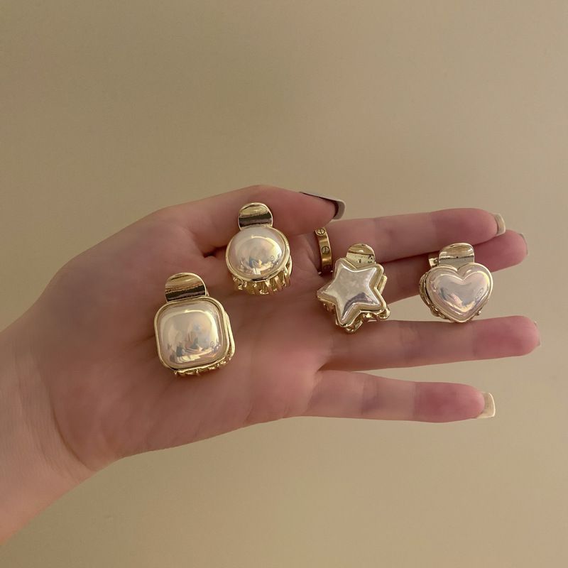 氣質珍珠小爪夾-圓形-白+金