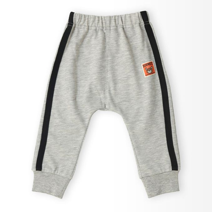 日本 ZOOLAND - 春季出遊印花運動長褲-背後刺繡車車-淺灰