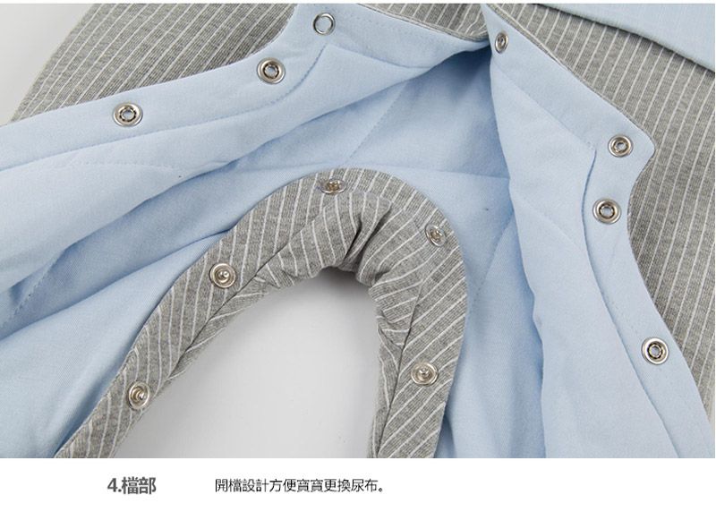 麗嬰房 - 網路獨家款 紳士領結條紋連身褲-淺藍