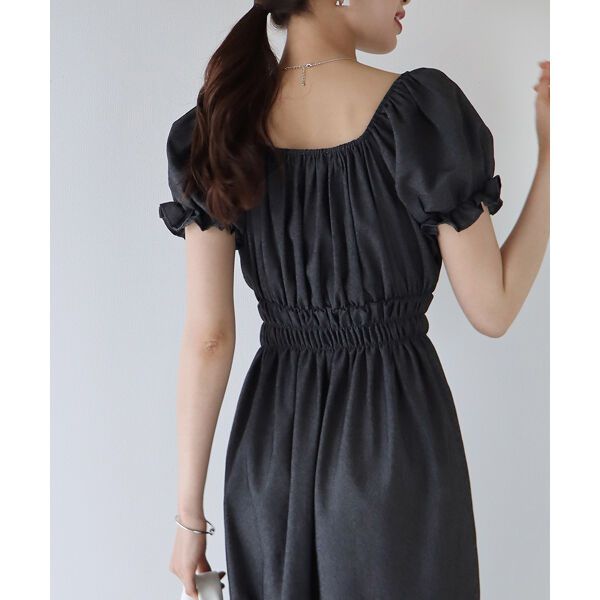 日本 BLUE EAST - 甜美氣質泡泡袖收腰洋裝-薄荷綠