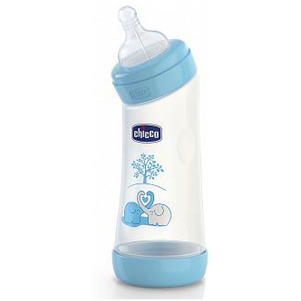 義大利 chicco - 舒適哺乳-帥氣男孩矽膠PP奶瓶-彎式(0m+) (250ml)-小單孔