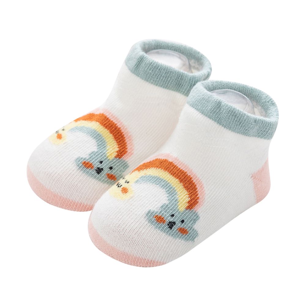 JoyNa - 雲朵天氣船襪 短襪(底部止滑)-3雙入-白色彩虹+隨機2雙