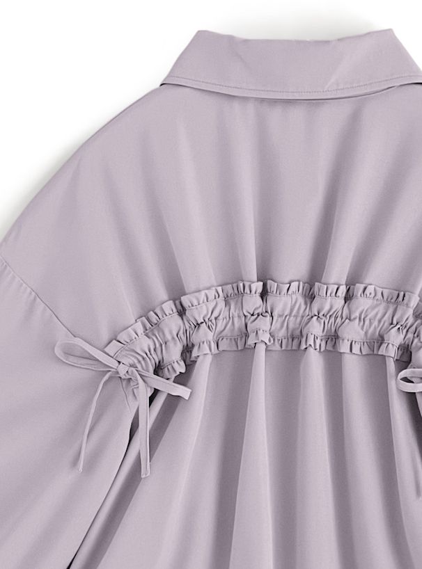 日本 GRL - 後抽繩翻領泡泡長袖襯衫-薰衣草 (F)