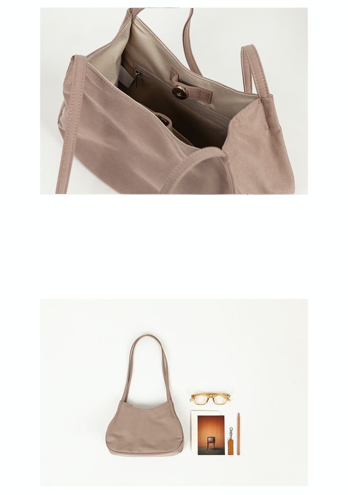 韓國 ithinkso - HOBO天絲弧形輕量肩背/手提包-可可咖 (28X20X10CM)