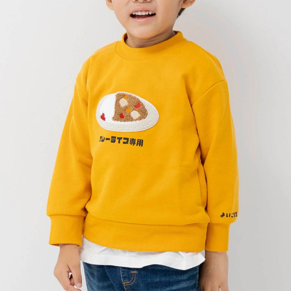 食物立體刺繡長袖上衣-拉麵-黃