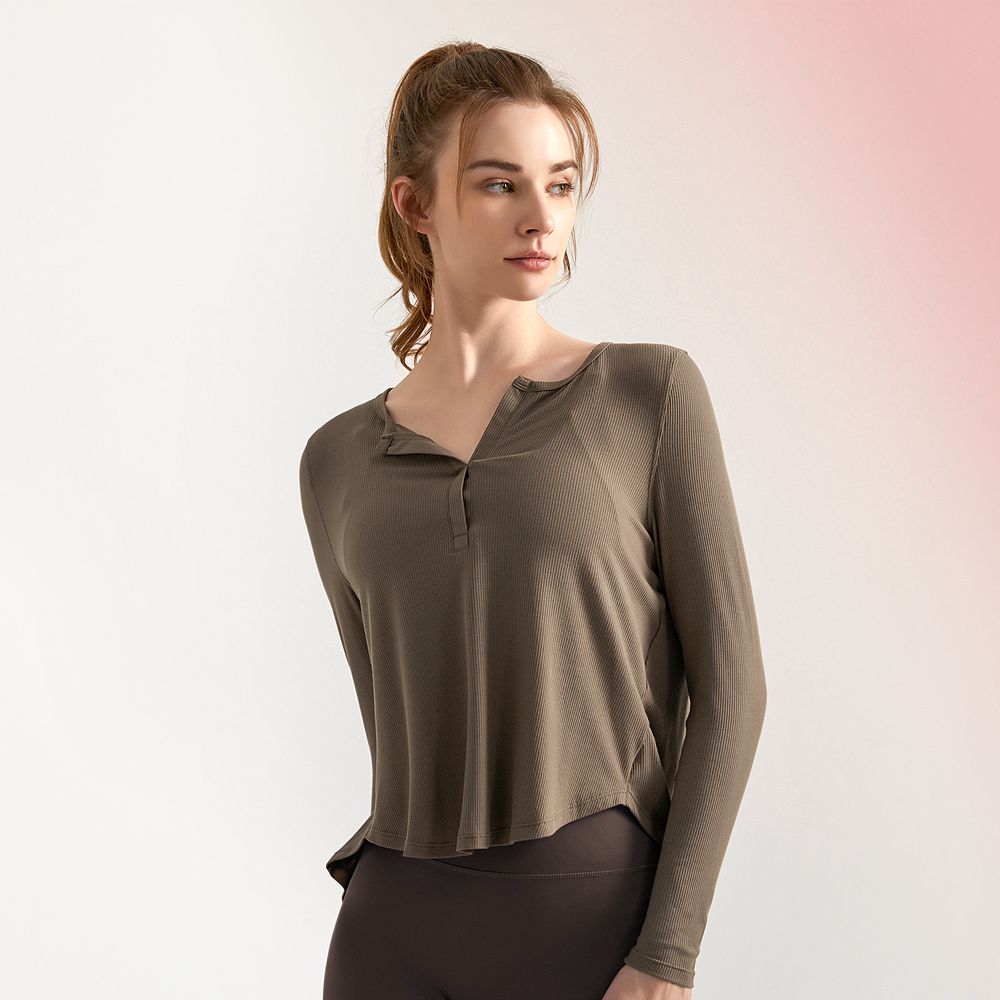 羅紋美型防曬運動罩衫-奶茶棕