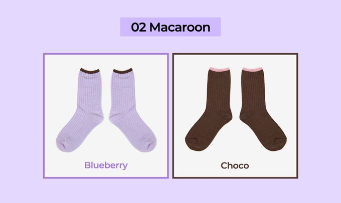 韓國 Daily Like - 女用襪子/中筒襪2入組-淺紫X咖啡02 (220~250mm)
