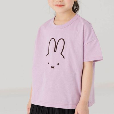 日本 Chil2 - 米飛兔限定短袖上衣-線條耳朵-粉紫
