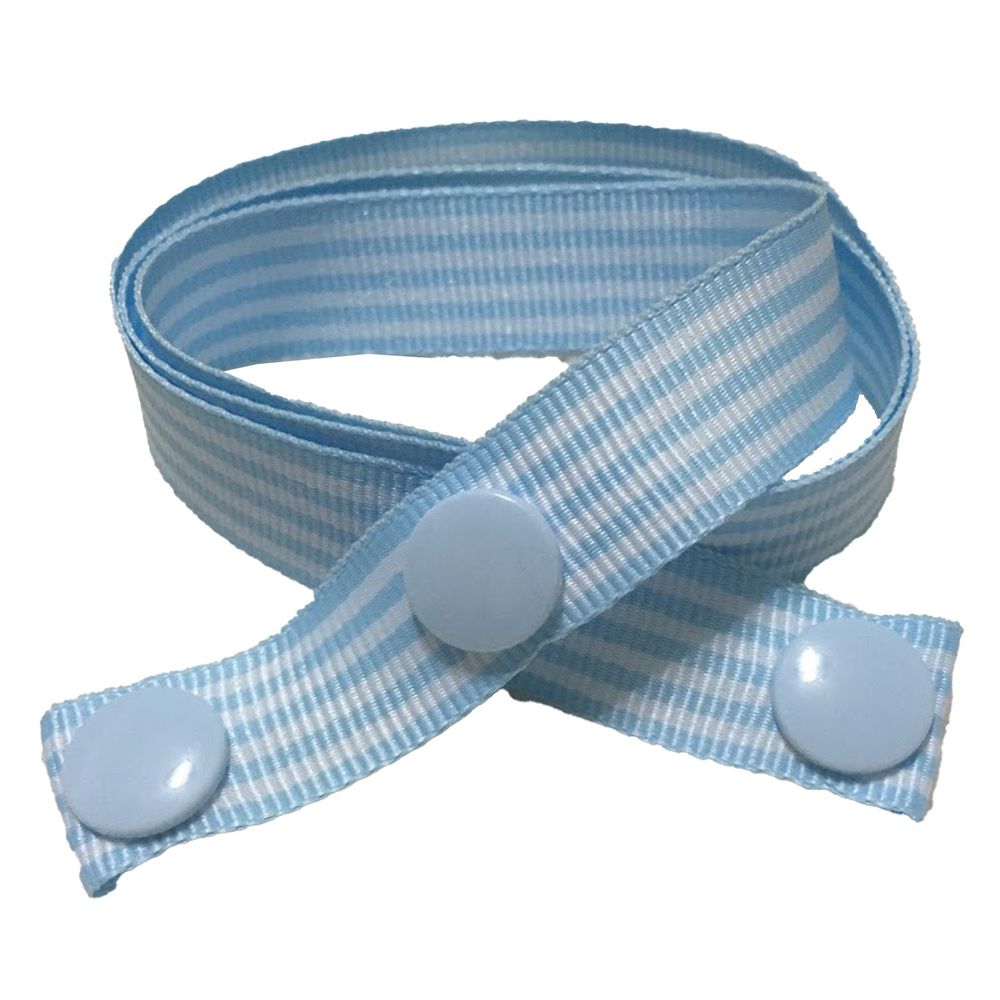 幼童款口罩掛繩-寬版織帶-粉藍條紋 (45cm)
