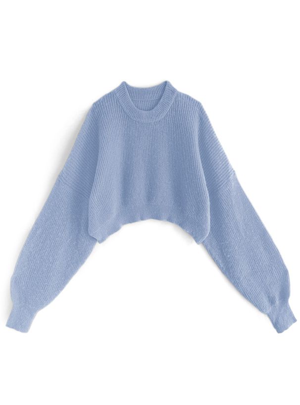 日本 GRL - 聯名款 圓領短版寬鬆針織上衣-米杏 (F)