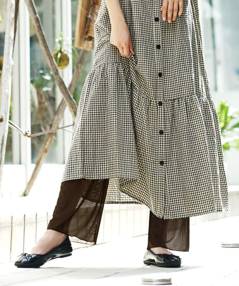 日本 zootie - 時尚透膚層次感穿搭內搭寬版長褲-網紗-深灰