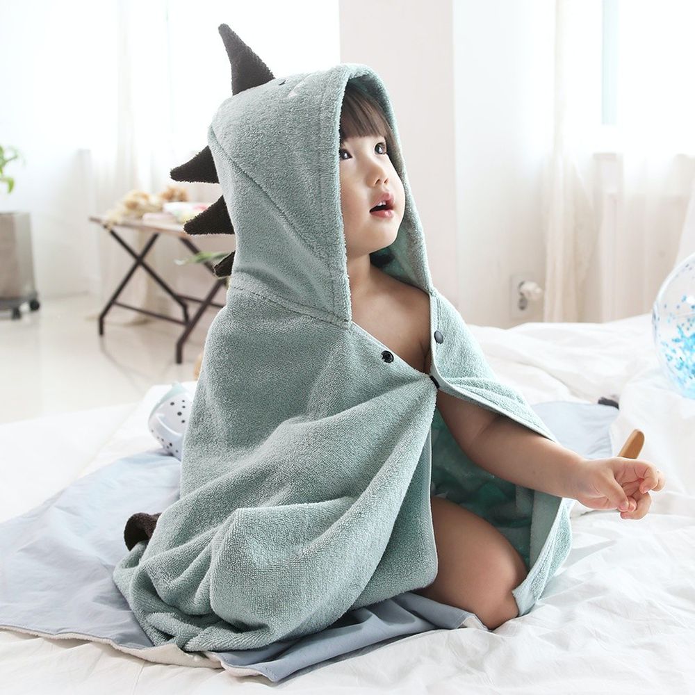 韓國 Conitale - 純棉造型浴巾袍-綠色恐龍 (68X120cm)