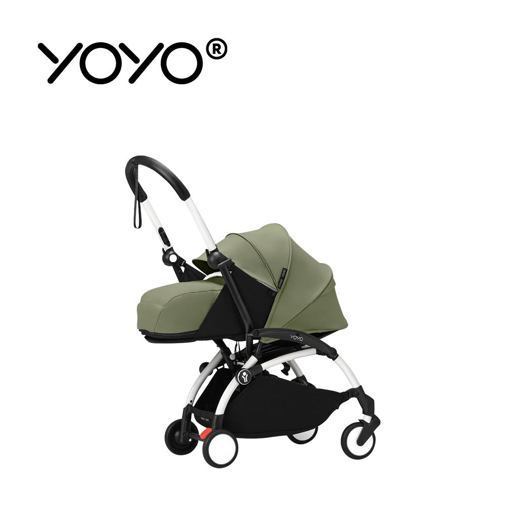 YOYO³ 0+推車組合-(含車架)-白色車架+橄欖綠